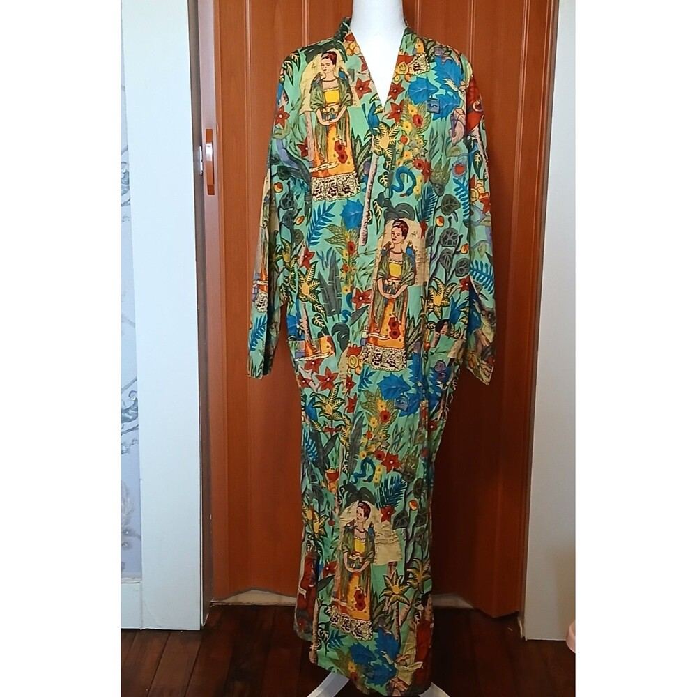 Craftluxe Kimono Robe Frida Kahlo Tropical Print 100% Cotton NWOT - Picture 4 of 16